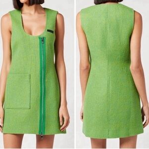 Ganni green zip up dress